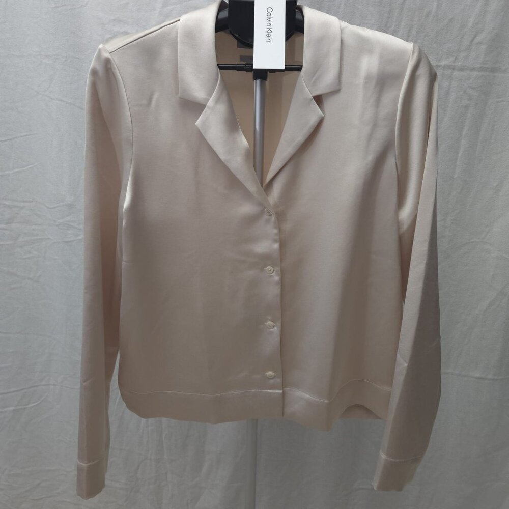 Calvin Klein Cream Button-Front Long Sleeve Top
